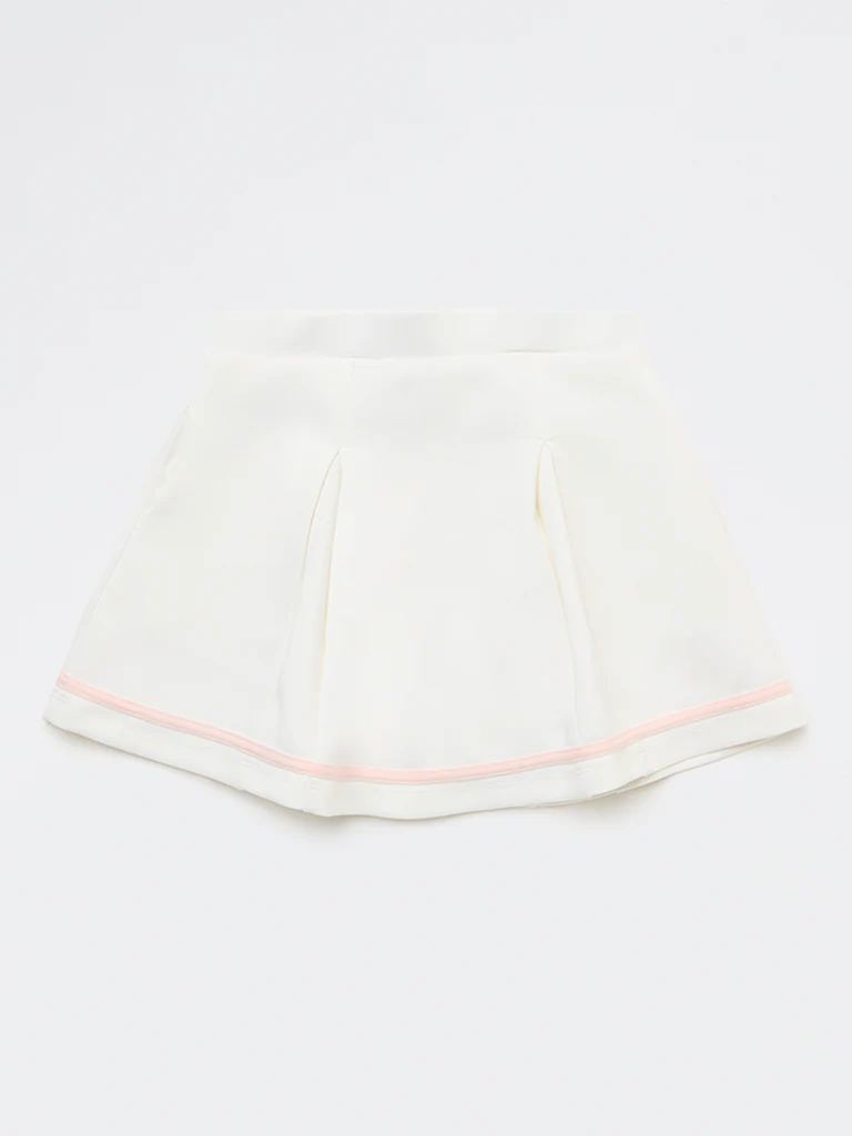 HOP Kids Girls White Striped High-Rise Skirt - Image 4