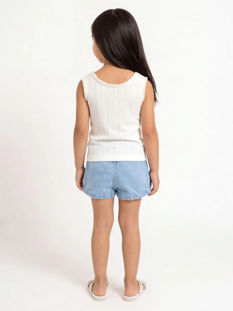 HOP Kids Girls White Text Design Cotton Tank Top - Image 2