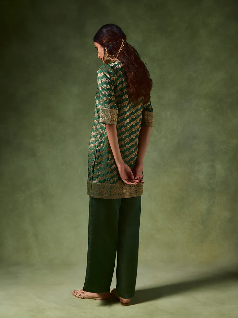 Jacquard Kurta – Green - Image 4