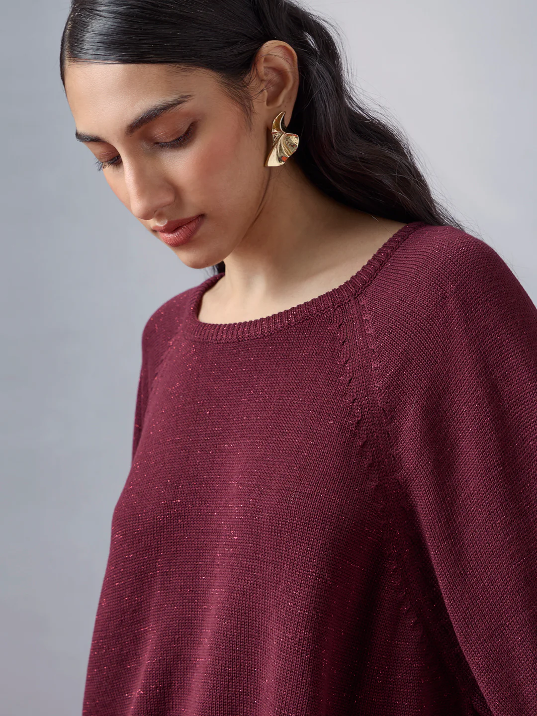 Knitted Top - Maroon - Image 3
