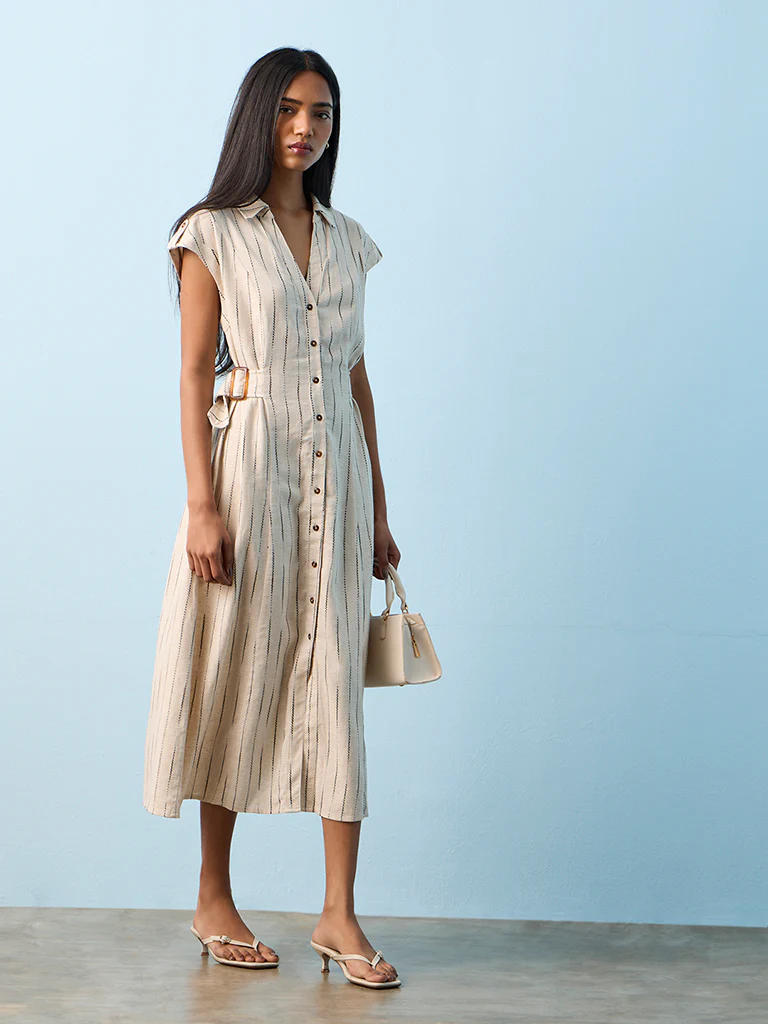 LOV Beige Embroidered Shirt Dress - Image 2