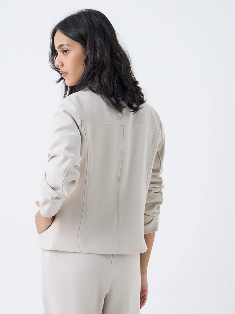 LOV Beige Solid Jacket - Image 4
