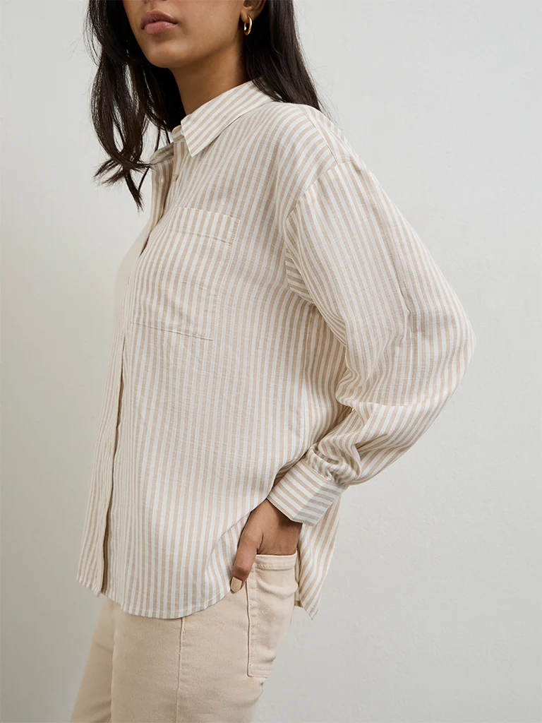LOV Beige Striped Shirt - Image 3