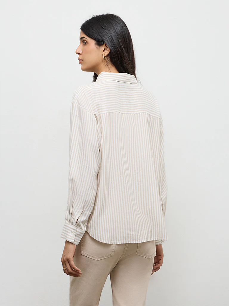 LOV Beige Striped Shirt - Image 4