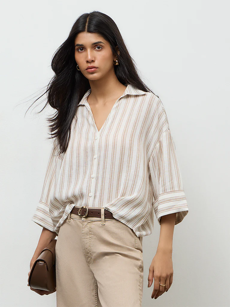LOV Beige Striped Shirt - Image 2