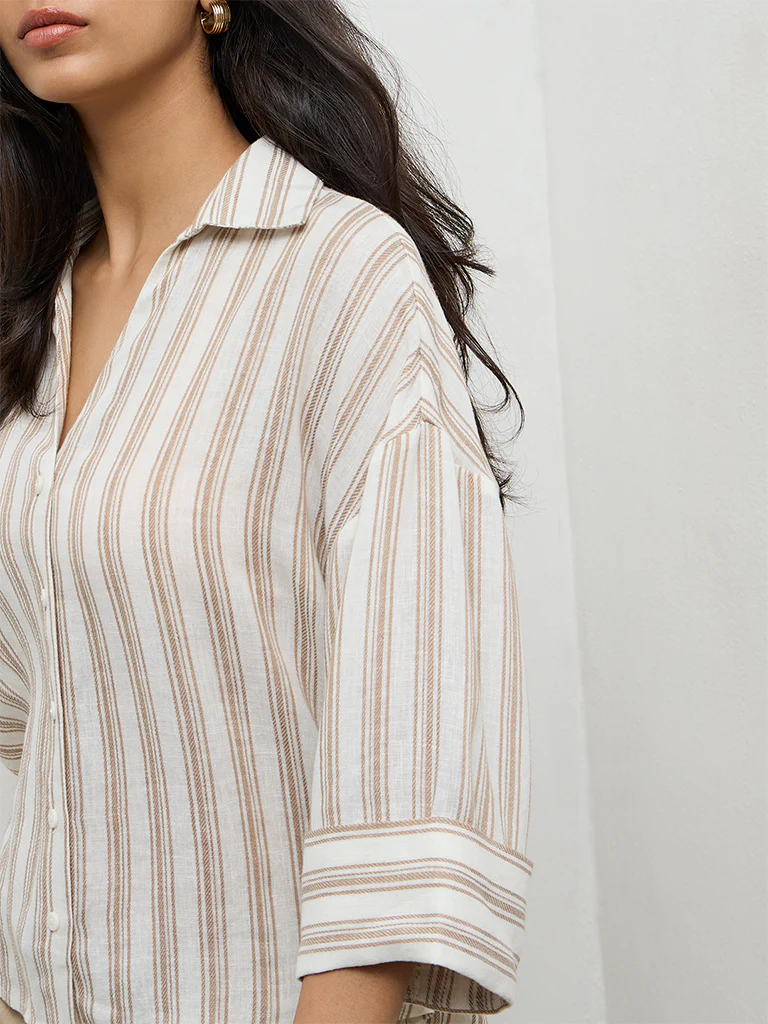 LOV Beige Striped Shirt - Image 3