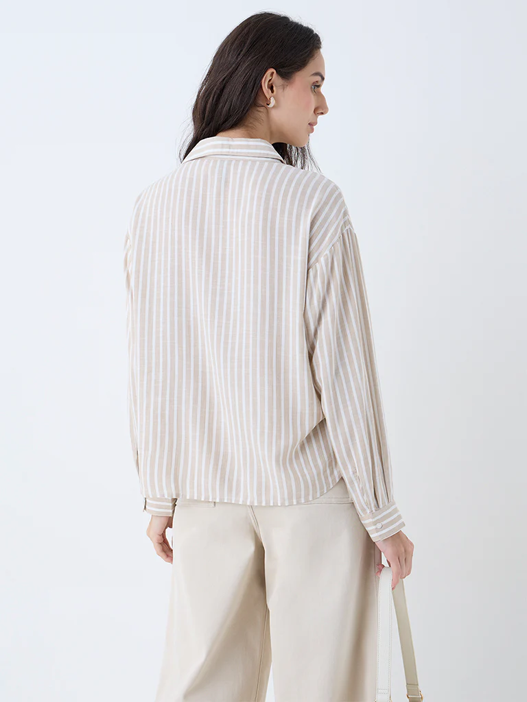 LOV Beige Stripes Shirt - Image 4
