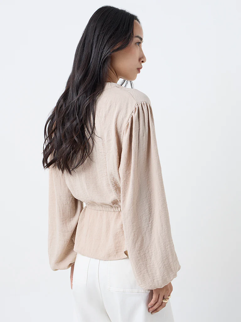 LOV Beige Textured Top - Image 4