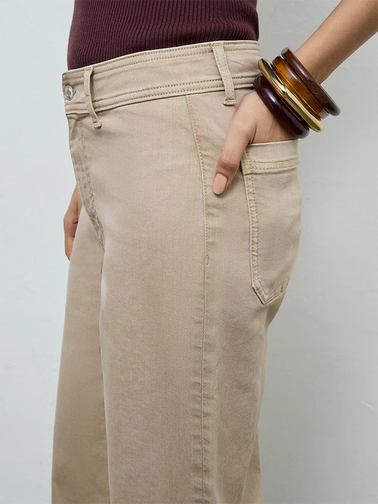 LOV Beige Wide-Leg High-Rise Jeans - Image 3