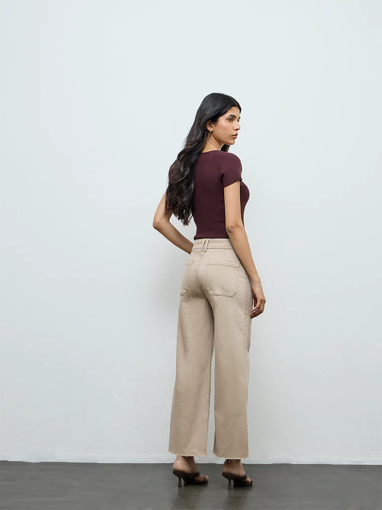 LOV Beige Wide-Leg High-Rise Jeans - Image 4