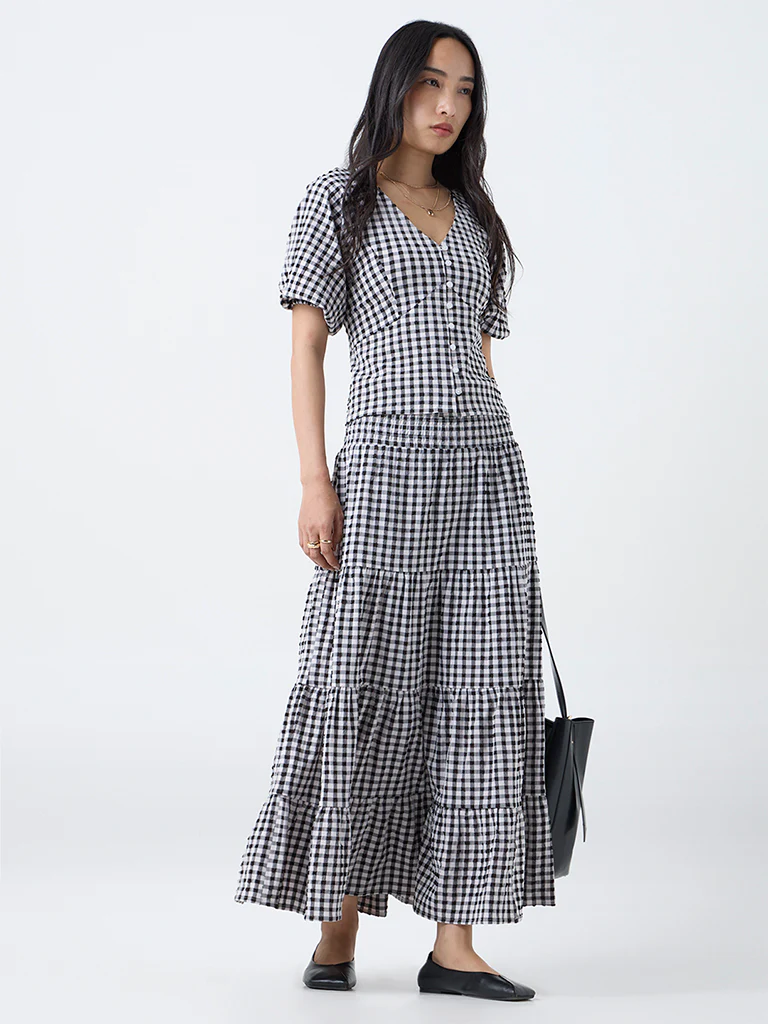 LOV Black Gingham Checkered Top - Image 2