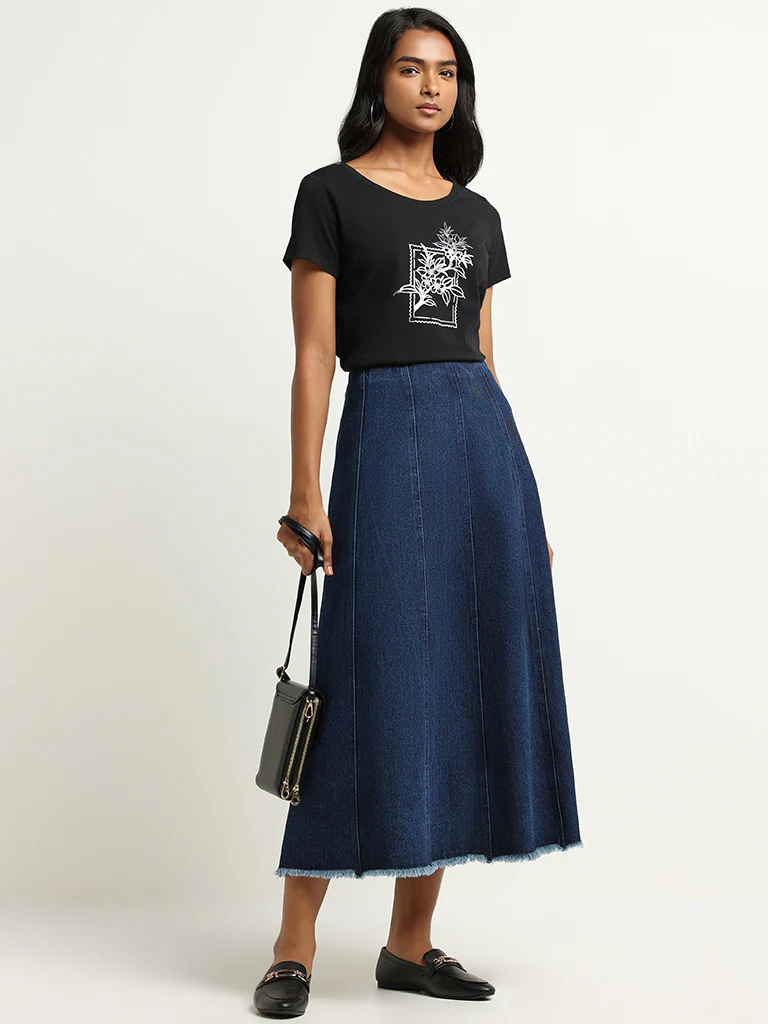 LOV Black Graphic Print Cotton T-Shirt - Image 3