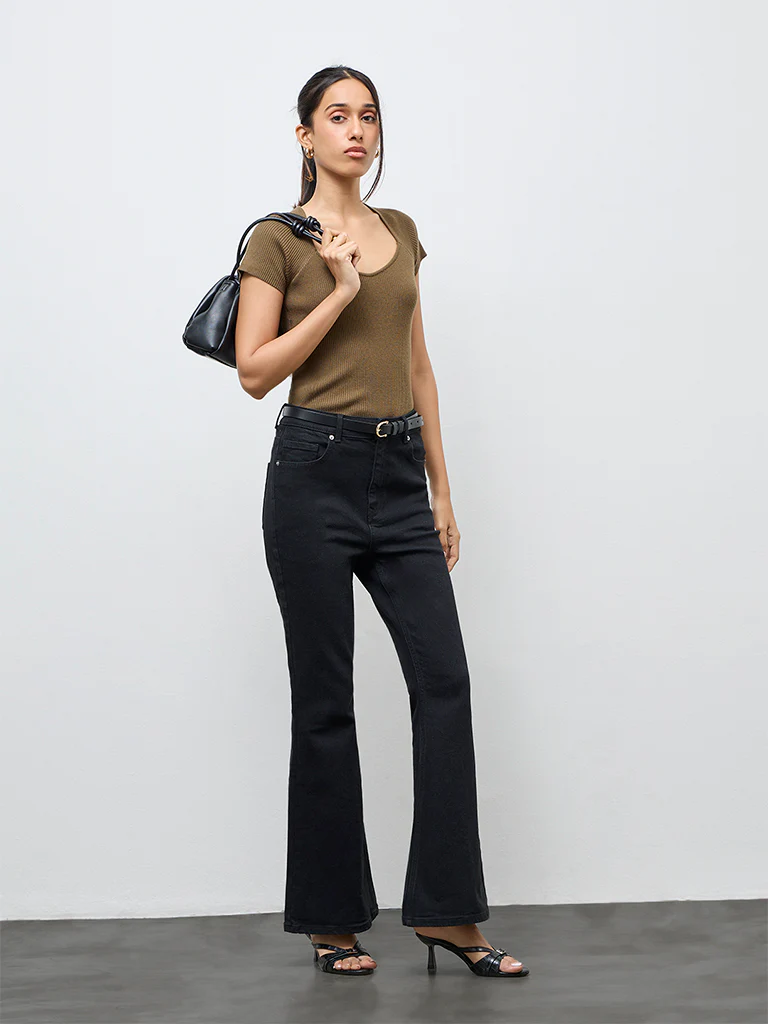 LOV Black High-Rise Bootcut Jeans