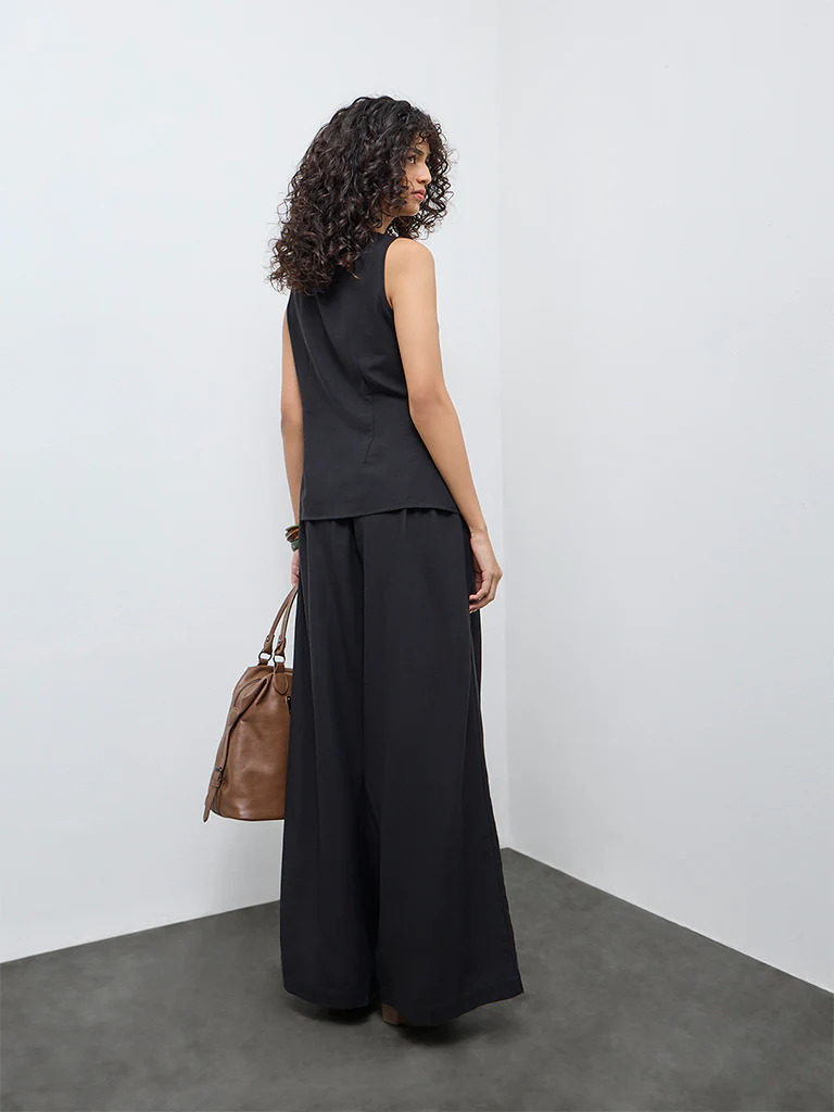 LOV Black Pintuck-Detailed High-Rise Pants - Image 4