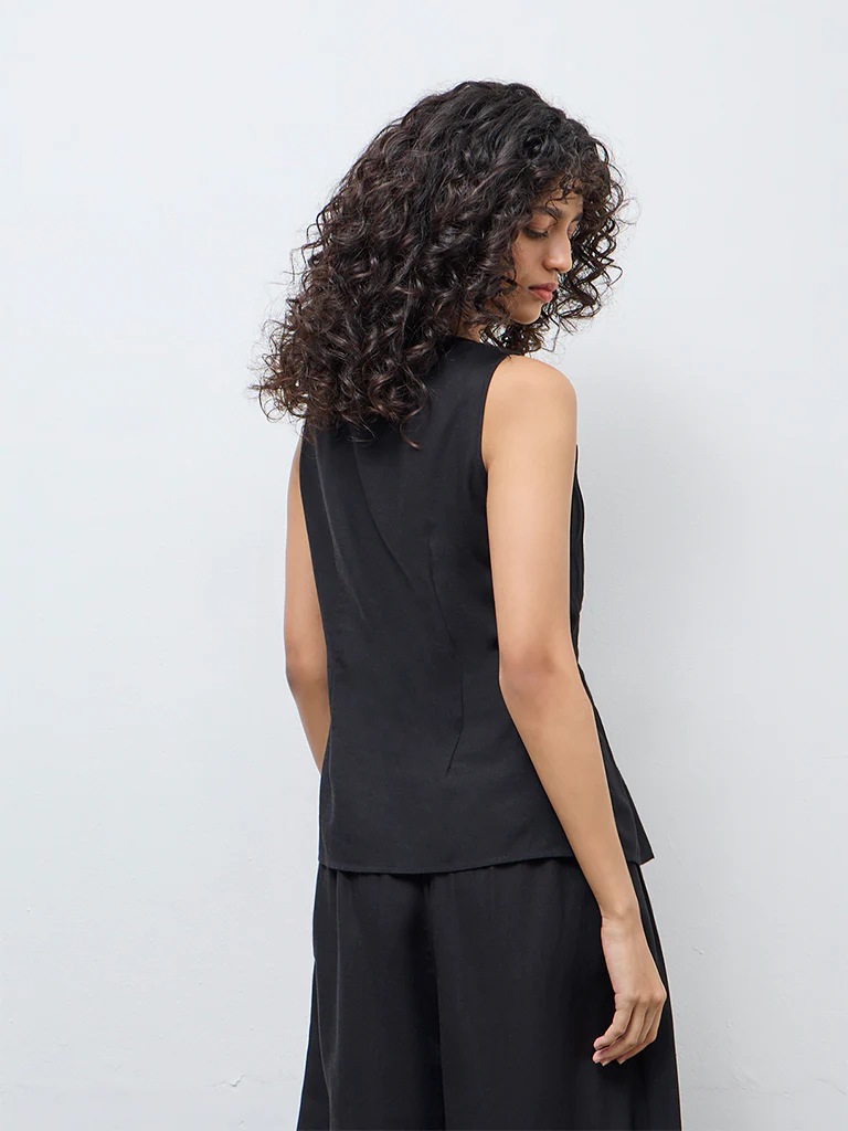 LOV Black Pintuck-Detailed Top - Image 4