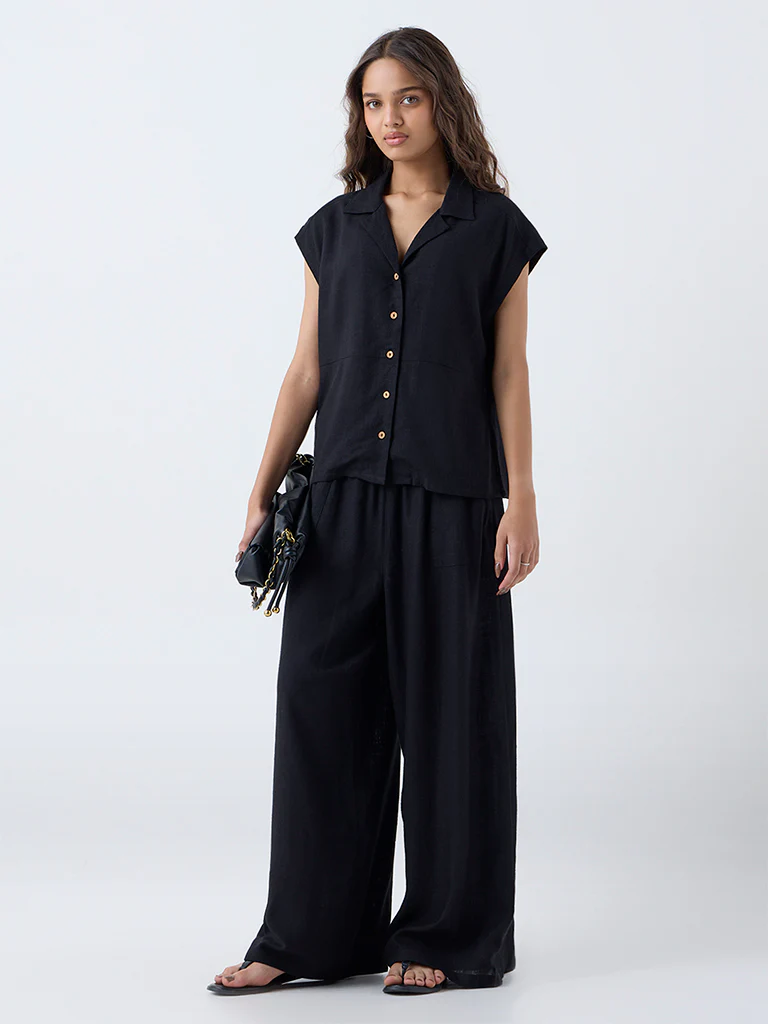 LOV Black Solid Shirt - Image 2