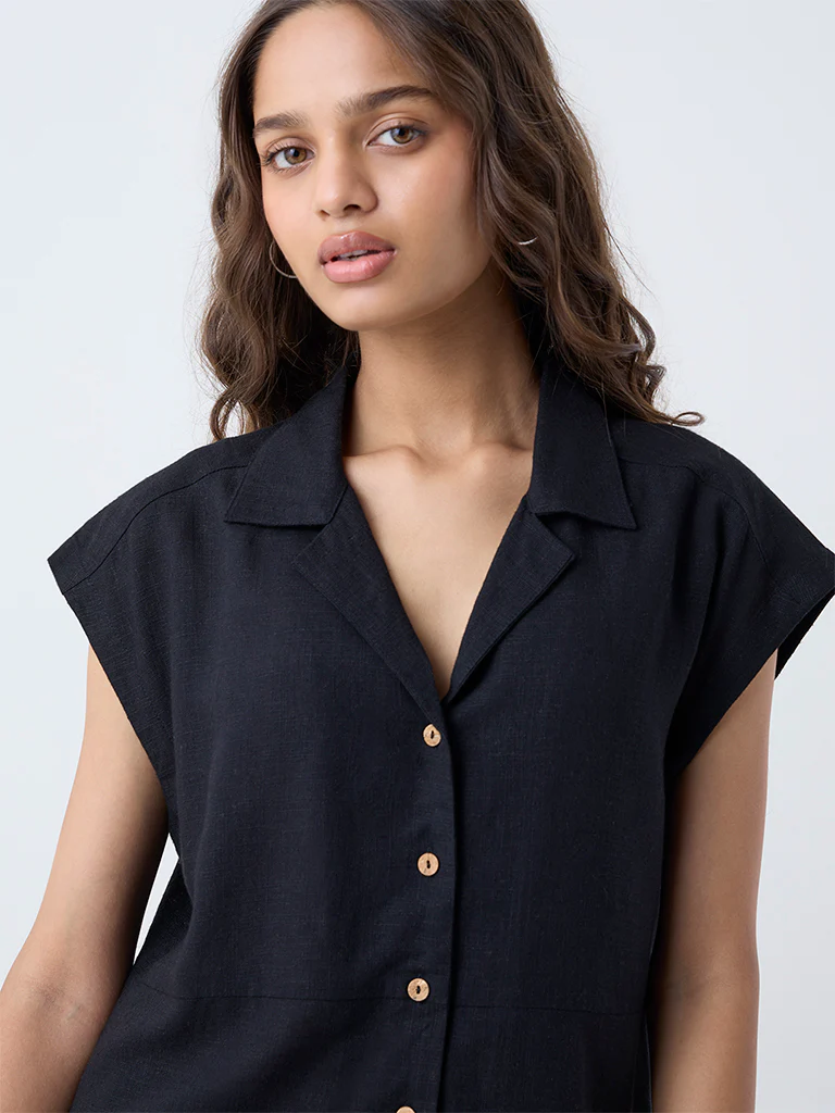 LOV Black Solid Shirt - Image 3
