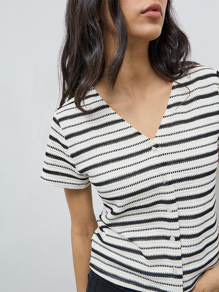 LOV Black Striped Top - Image 3