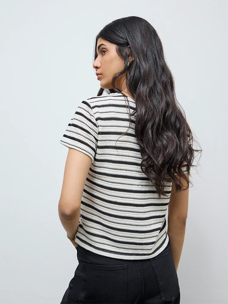 LOV Black Striped Top - Image 4
