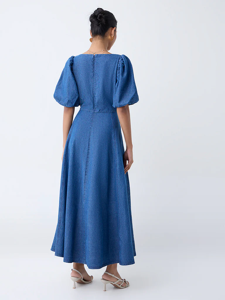 LOV Blue Denim A-Line Dress - Image 4