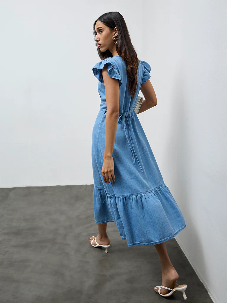 LOV Blue Denim A-Line Dress - Image 4