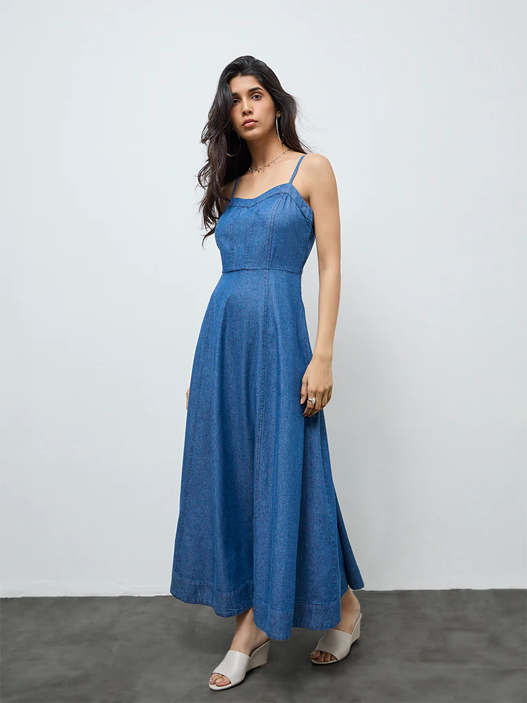 LOV Blue Denim A-Line Dress - Image 4