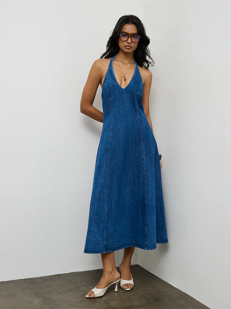 LOV Blue Denim A-Line Dress - Image 2
