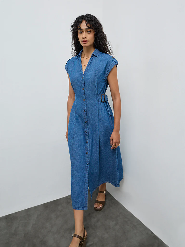 LOV Blue Denim Shirt Dress - Image 2