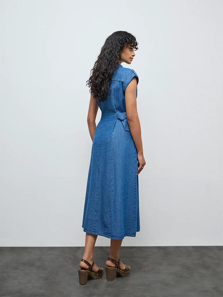 LOV Blue Denim Shirt Dress - Image 4