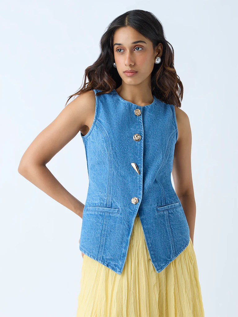 LOV Blue Denim Vest Top