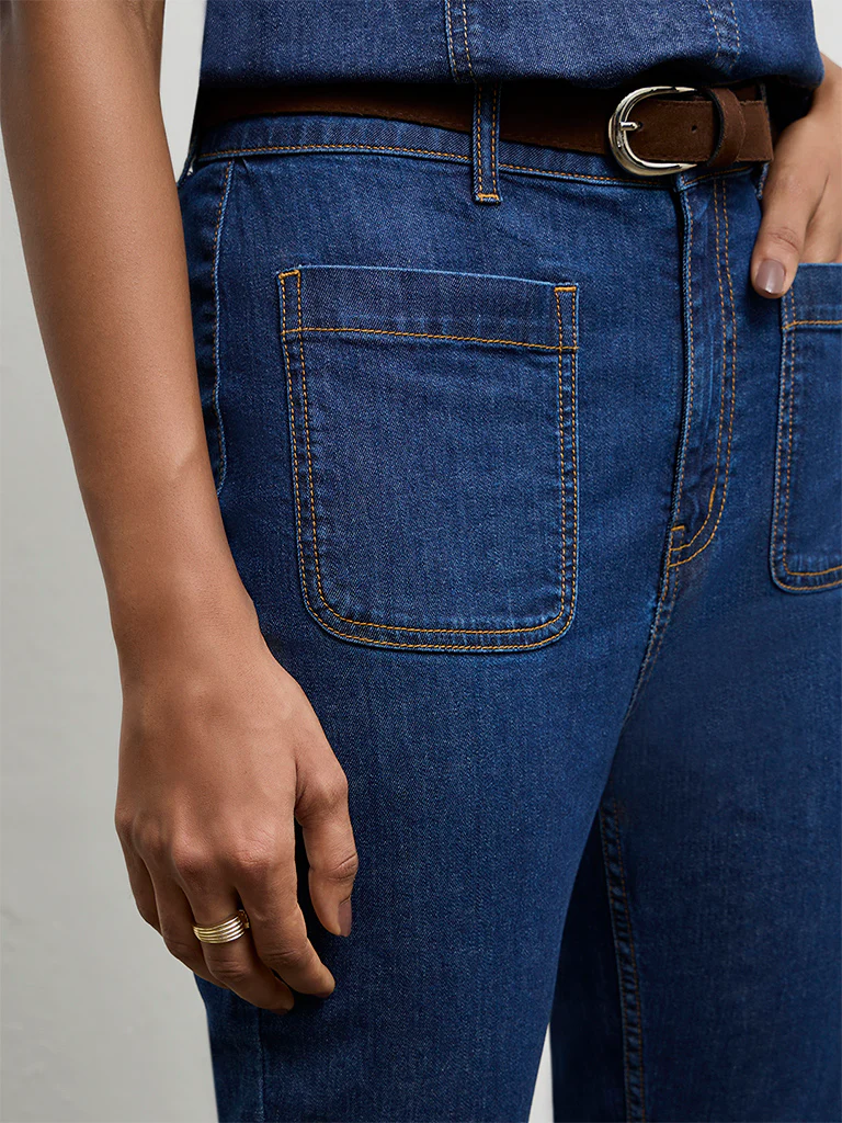 LOV Blue High-Rise Flared Jeans with Belt - Image 3