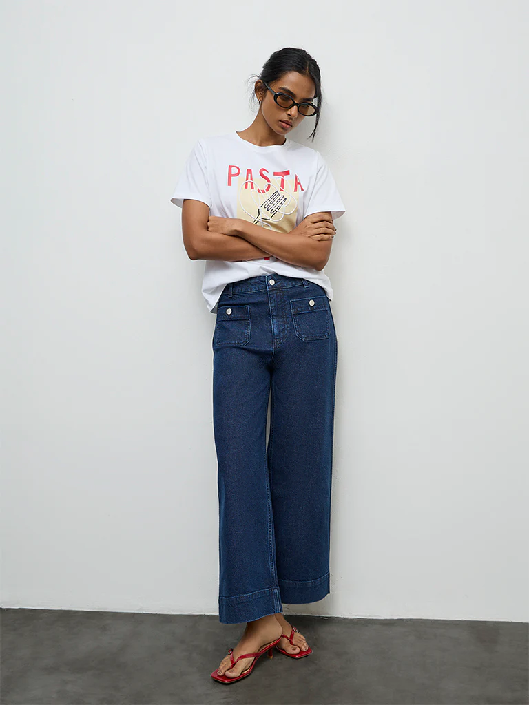 LOV Blue Solid High-Rise Jeans