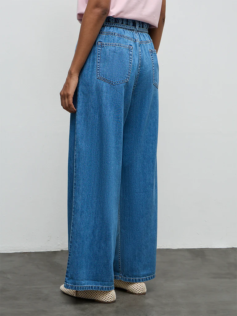 LOV Blue Solid High-Rise Jeans with Belt - Image 4