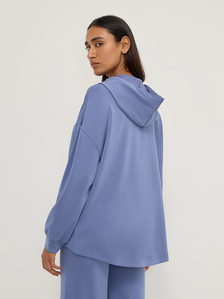 LOV Blue Solid Hoodie - Image 4