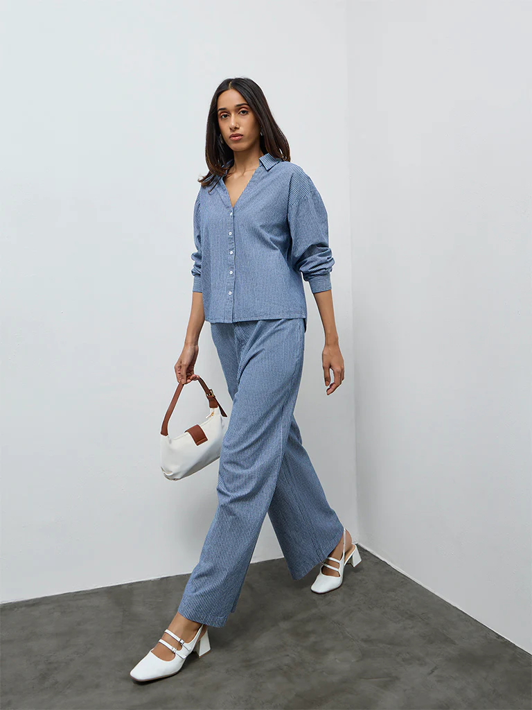 LOV Blue Striped Cotton Shirt - Image 2