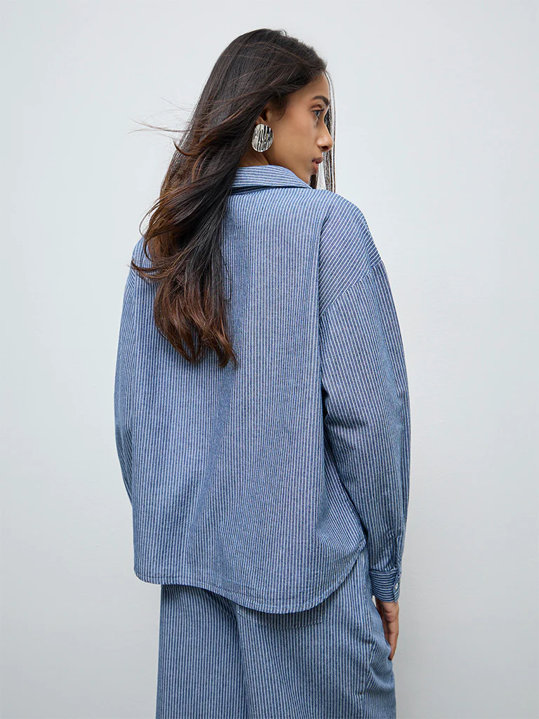 LOV Blue Striped Cotton Shirt - Image 4