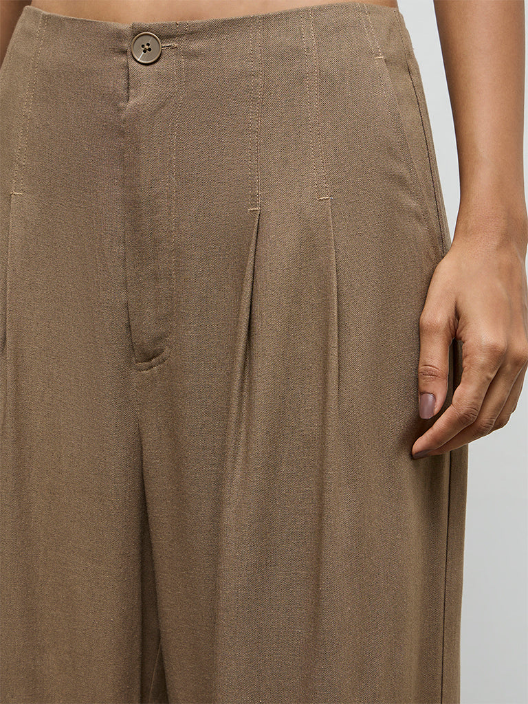 LOV Brown High-Rise Trousers - Image 3
