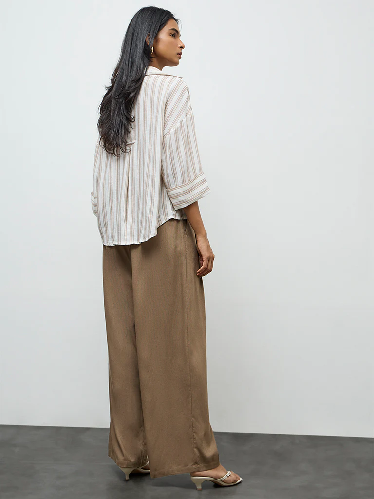 LOV Brown High-Rise Trousers - Image 4