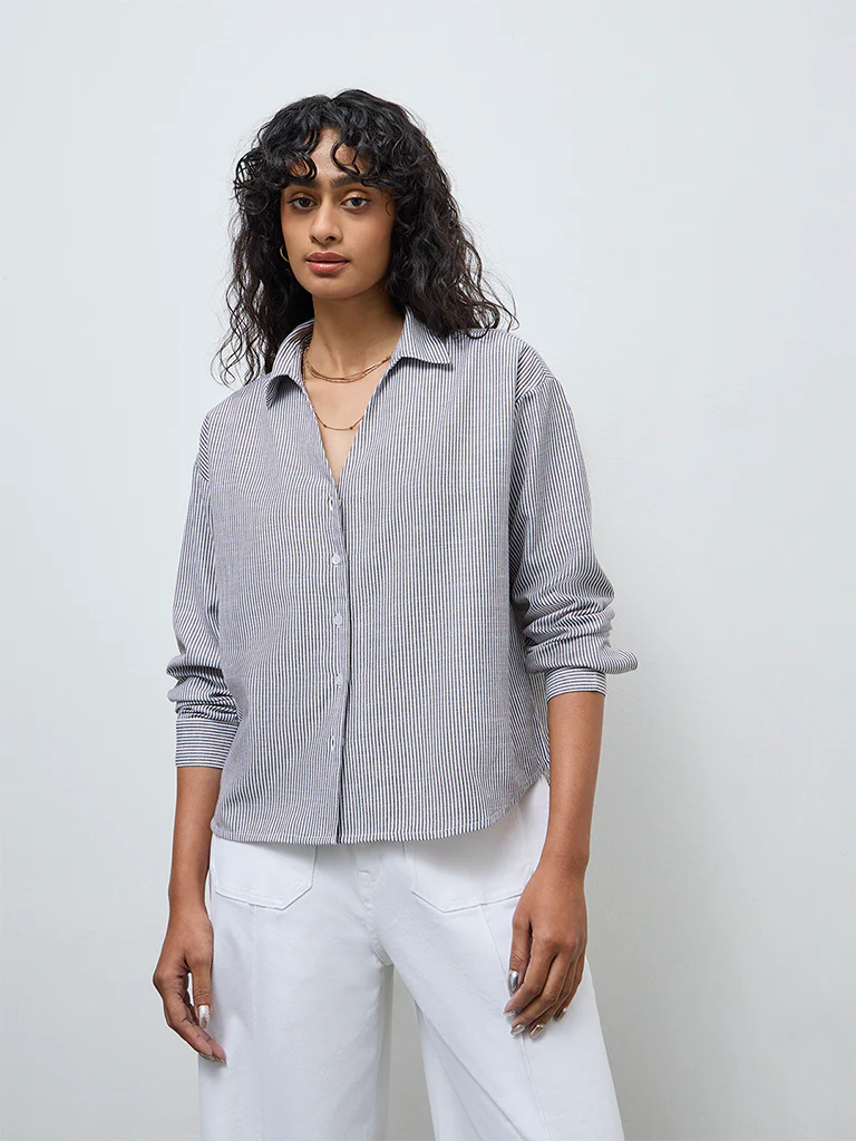 LOV Brown Striped Shirt