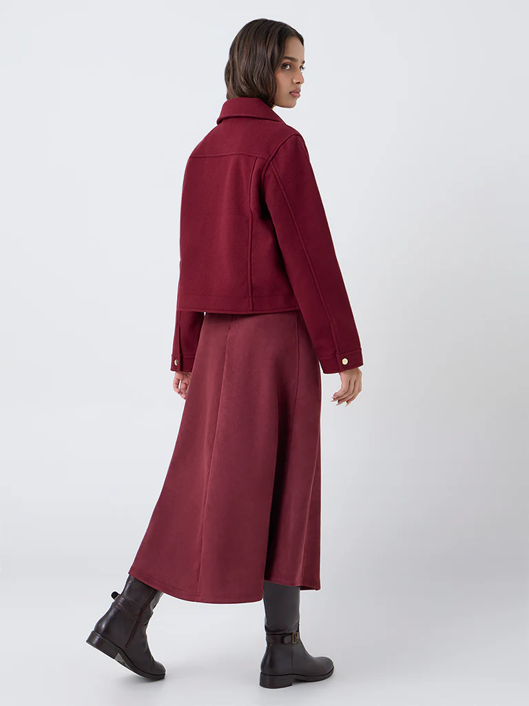 LOV Burgundy Suede A-Line Skirt - Image 4