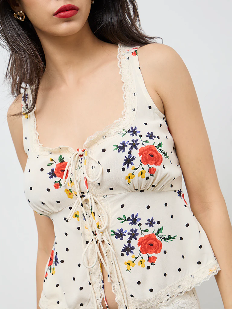 LOV Cream Floral Top - Image 3