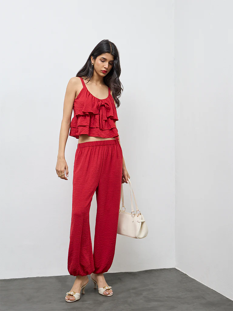 LOV Red Ruffle Detailed Top - Image 2