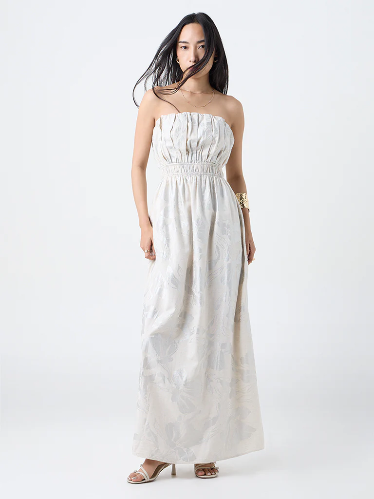 LOV Cream Floral Design A-Line Dress - Image 2