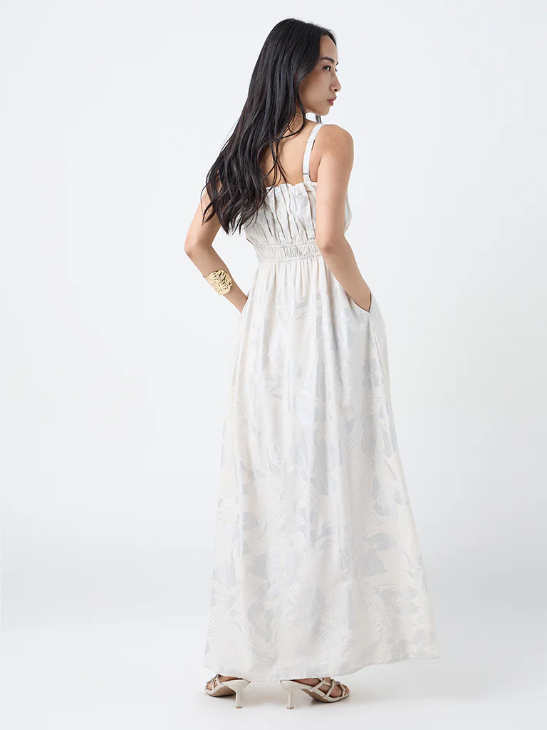 LOV Cream Floral Design A-Line Dress - Image 4