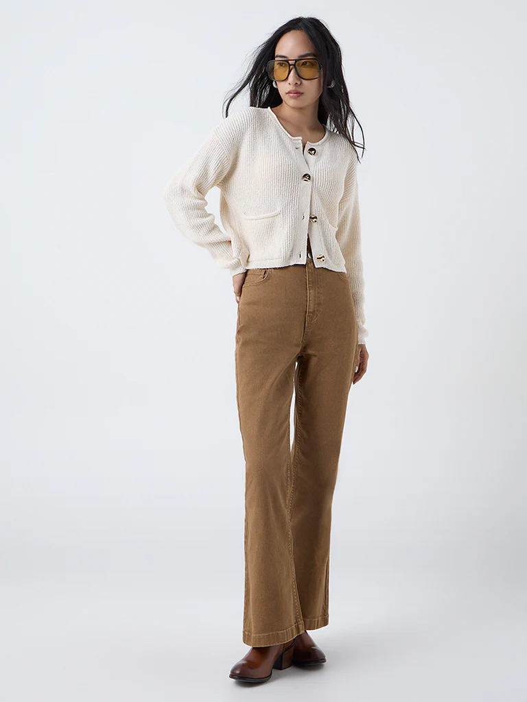 LOV Cream Knitted Cotton-Blend Cardigan - Image 2