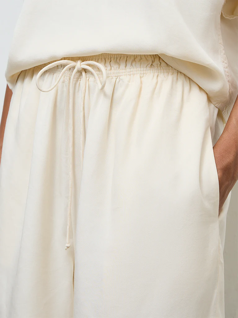 LOV Cream Solid High-Rise Pants - Image 3