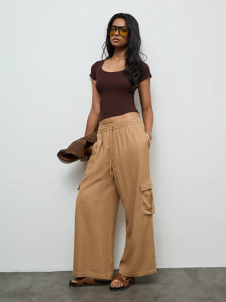 LOV Dark Beige High Rise Pants