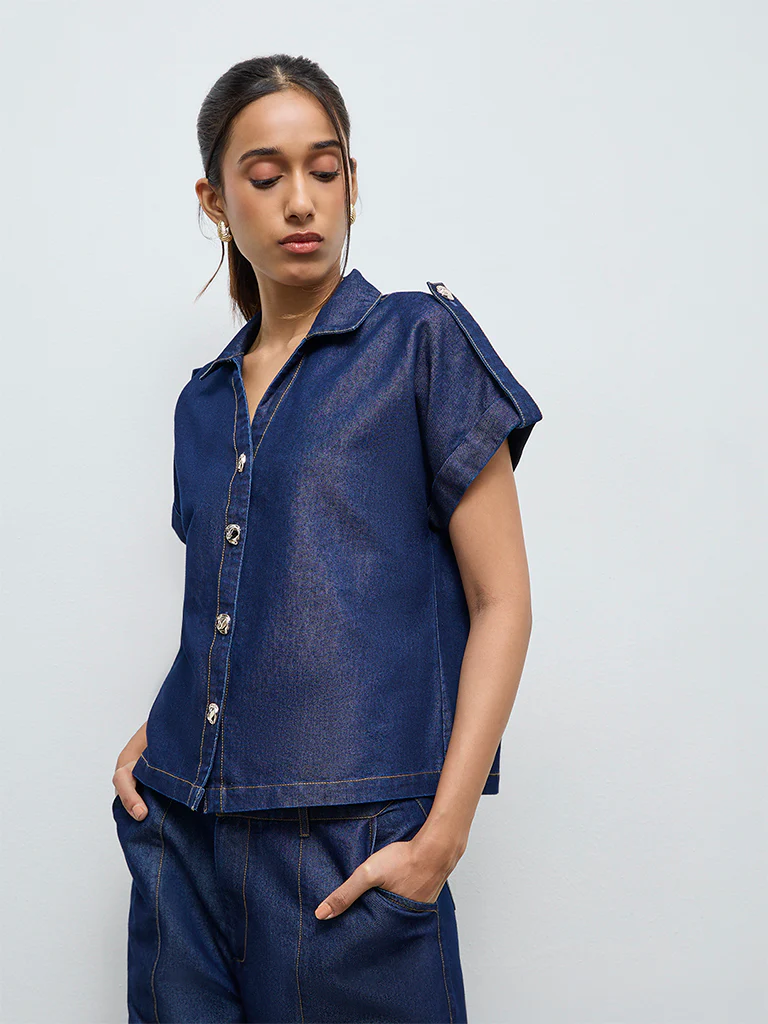 LOV Dark Blue Denim Shirt