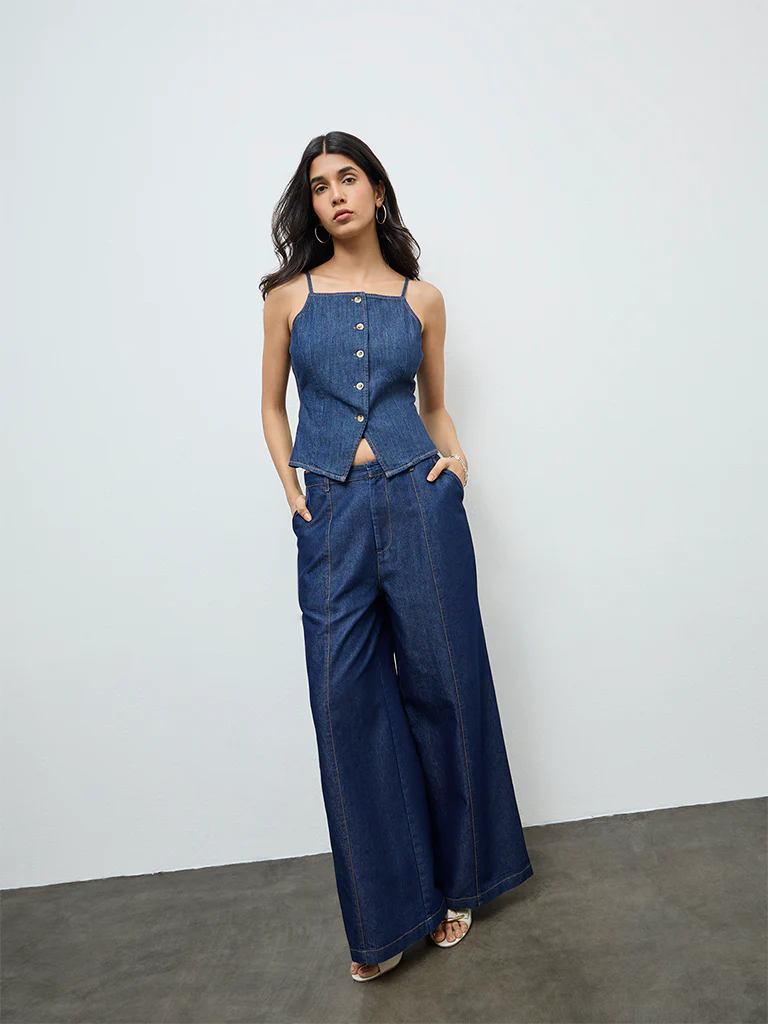 LOV Dark Blue Denim Top