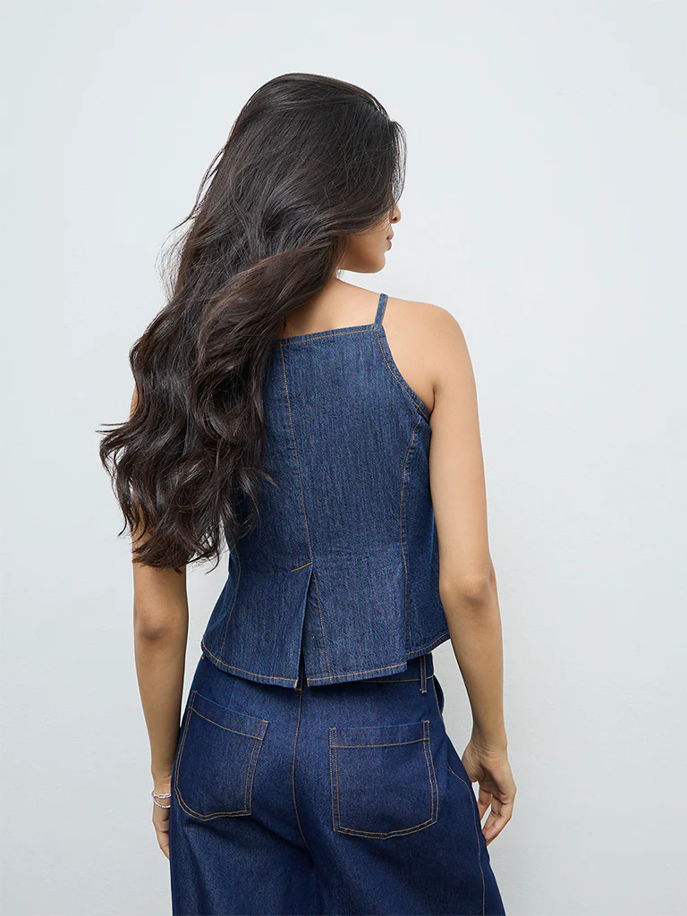 LOV Dark Blue Denim Top - Image 4